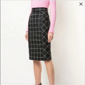 Milly Bias Pencil Skirt Grid Print Black & Pink Size 8 NWT